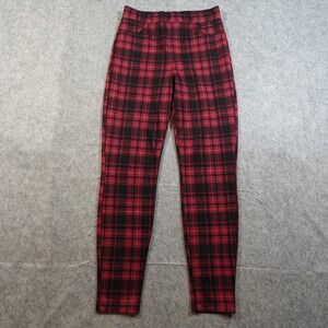 Anthropologie Sanctuary Pants Womens Small Red Black Plaid Pull On